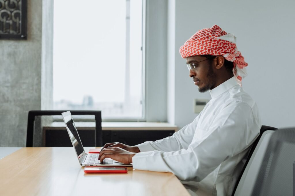 Employee working at an office desk