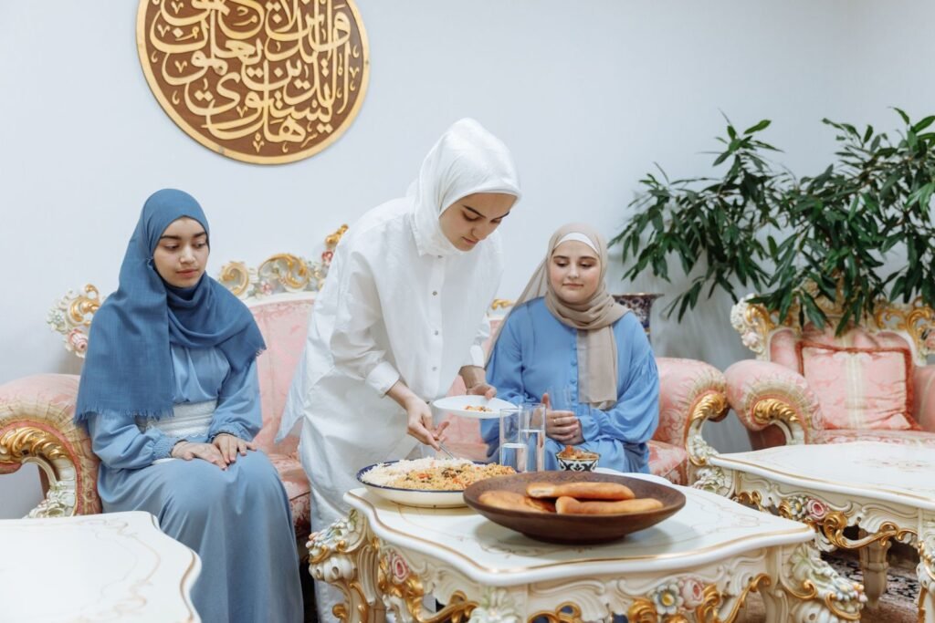 Family sharing a healthy meal at home