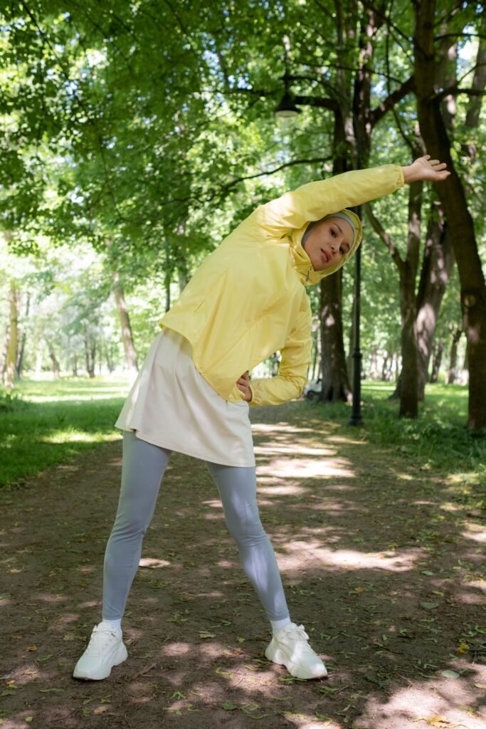 Woman exercising outdoors as part of a healthy lifestyle